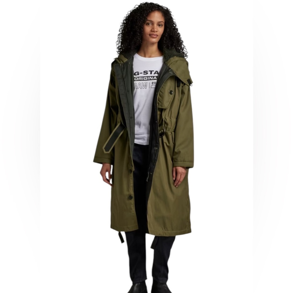 ANDREW MARC REVERSIBLE PARKA COAT QUILTED HOODED WENONAH WOMEN GREEN/BLACK SMALL